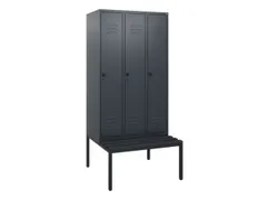 locker met bank,HxBxD 1950x900x815mm,3vak,vak B 300mm,draaigrendel