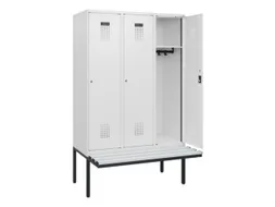 locker met bank,HxBxD 1950x1200x815mm,3vak,vak B 400mm,cilinderslot