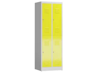 Dubbeldekse garderobekast 1800x590x500mm 2x2vak klink RAL7035 RAL1018 - 1