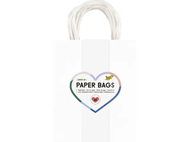 Tas met handvat Folia kraftpapier 110gr 18x21x8cm 20 stuks wit
