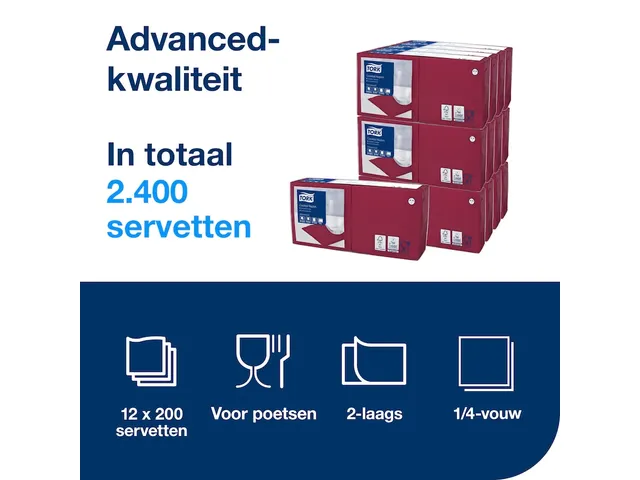 Tork 477824 Cocktailservet Advanced Bordeaux 24x24cm