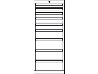 ladekast,HxBxD 1200x1023x600mm,9lade(n),RAL7035,front RAL3000 - 3