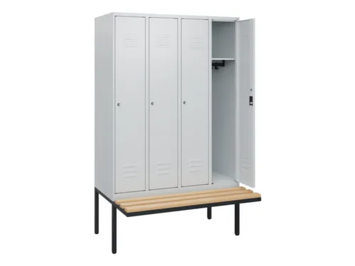 locker met bank,HxBxD 1950x1200x815mm,4vak,vak B 300mm,cil.-slot