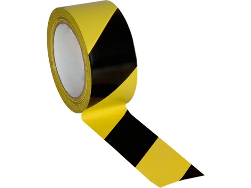 vloermarkeertape,PVC,geel/zwart,band LxB 10mx50mm