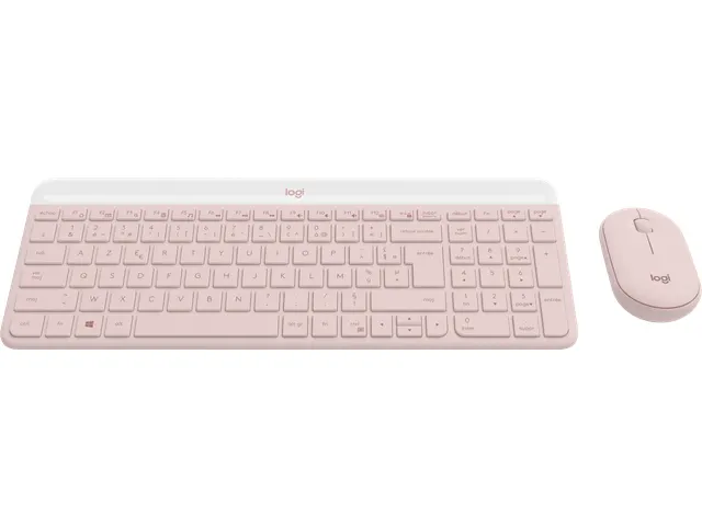Logitech MK470 Slim Combo, Mini, Draadloos, RF Draadloos, AZERTY, Roze