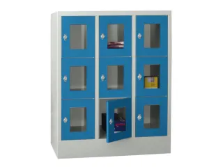 lockerkast,HxBxD 1187x900x500mm,3x3vakken,RAL7035,front RAL5012 - 2