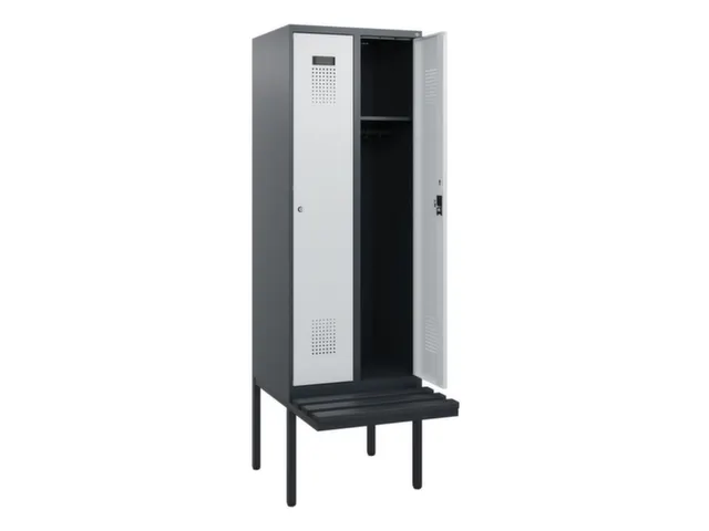 locker met bank,HxBxD 1950x600x815mm,2vak,vak B 300mm,cilinderslot