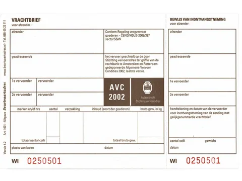 Vrachtbrief IEZZY BVA 1001 19x12cm 3voud 100stuks blanco