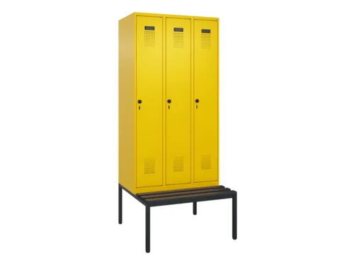 locker met bank,voor scheiding van kleding,HxBxD 2120x900x815mm,3vak
