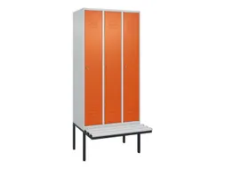 locker met bank,HxBxD 2120x900x815mm,3vak,vak B 300mm,cil.-slot