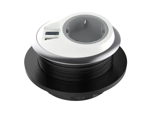 Desktop stekkerdoos Power PixelTUF 1x Schuko + USB A en C 25W Wit