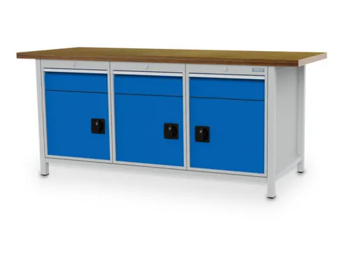 werkbank,HxBxD 860x2000x750mm,onderstel RAL5013,fronten RAL7040