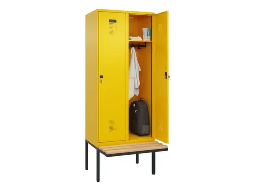 locker met bank,HxBxD 2120x800x815mm,2vak,vak B 400mm,draaigrendel