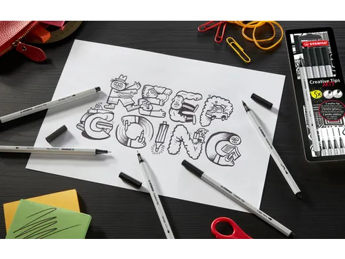 Creative Tips STABILO Arty assorti tips zwart blister à 5 stuks