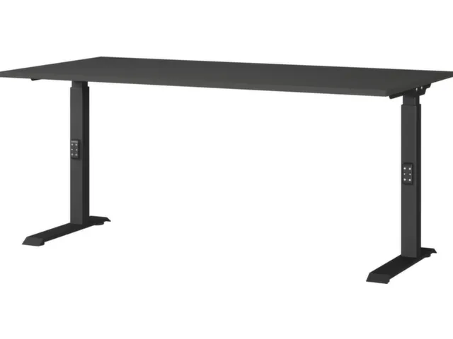 bureau à hauteur réglable HxlxP 680-910x1600x800mm panneau graphite