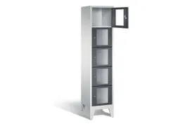 Lockerkast 1850x420x500mm 1x5 vakken Cilinderslot Poten, RAL7021