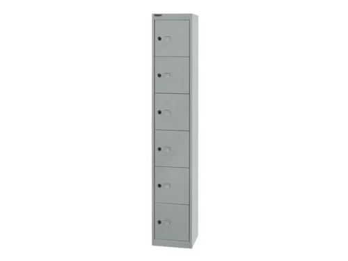 lockerkast,HxBxD 1802x305x305mm,6vakken,cil.-slot,romp zilverkleurig