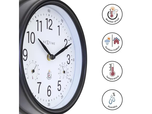 Buitenklok Nextime dia 23,5cm Jasmine met thermo- en hydrometer cijfer