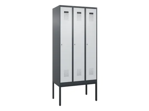 locker,HxBxD 2120x900x500mm,3vak,vak B 300mm,cil.-slot,voetonderstel