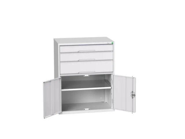 ladekast HxBxD 1000x800x550mm 3laden 2deuren RAL7035 front RAL7035