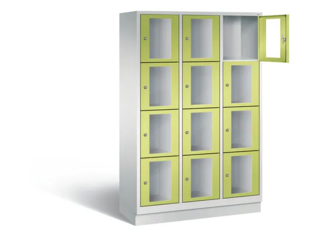 Lockerkast 1800x1200x500mm 3x4 vakken Cilinderslot, Sokkel, RDS1108060