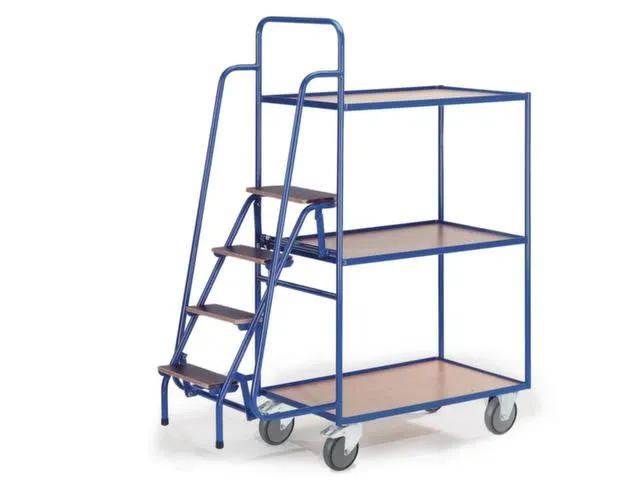 Orderverzamelwagen 990x590mm Totale H 1900mm 3 Etages Hout Ral5010