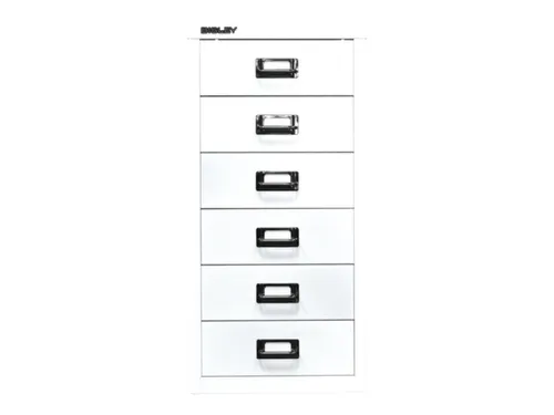 kantoor-ladekast HxBxD 590x279x380mm 6 laden romp verkeerswit staal