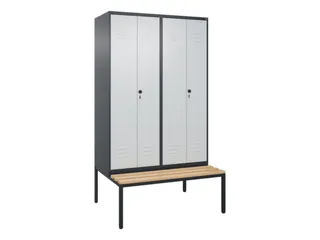 PBM-locker met bank,HxBxD 2120x1200x815mm,4vak,vak B 300mm - 1