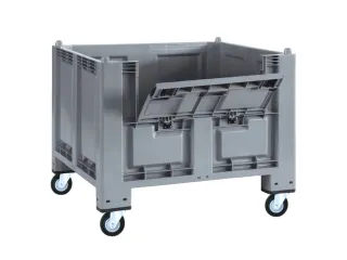 Stapelcontainer Pp 850x1200x800mm 550 liter 4 Zwenkwielen klep Grijs - 1