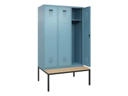 locker met bank,HxBxD 2120x1200x815mm,3vak,vak B 400mm,cilinderslot