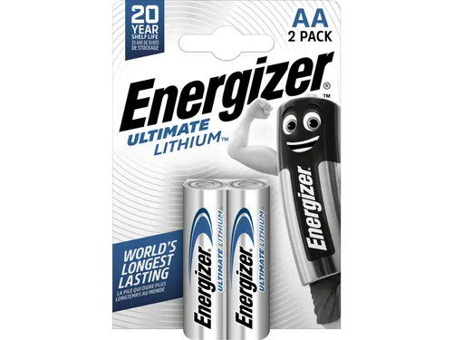 batterijen Lithium AA, blister van 2 stuks