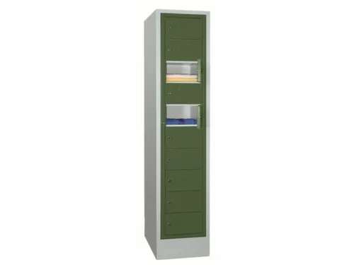 Vakken-/sorteerkast 1850x400x500 1x10 Vakken Ral7035 Front Ral6011