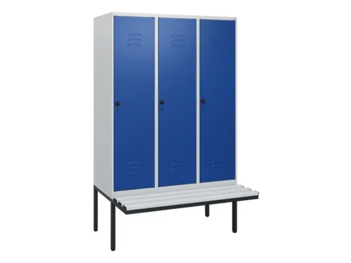 locker met bank,HxBxD 1950x1200x815mm,3vak,vak B 400mm,draaigrendel