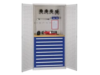 werkplaatskast,HxBxD 1950x1000x600mm,0xStalen bodem,9lade(n),RAL5010 - 1