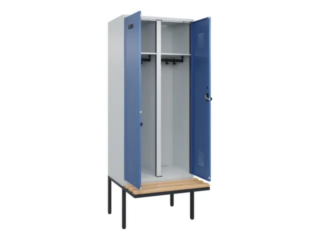 locker met bank,voor scheiding van kleding,HxBxD 2120x800x815mm,2vak