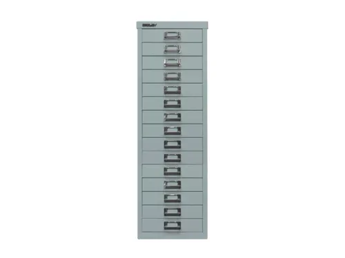 kantoor-ladekast HxBxD 857x278x380mm 15 laden romp zilverkleurig staal