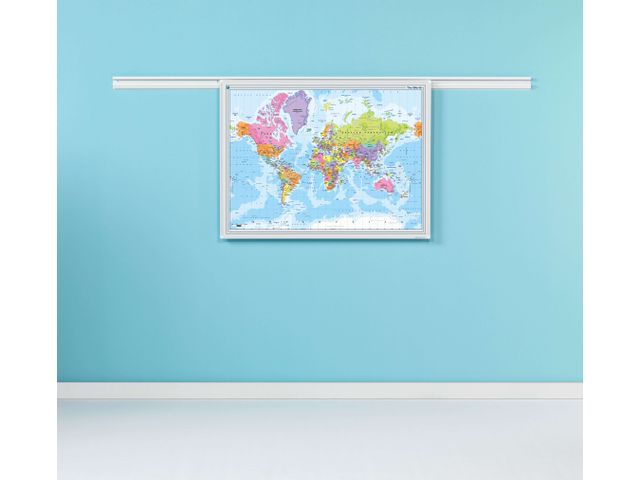 Smit Visual Landkaart whiteboard PartnerLine Wereld 100x136cm | Landkaartbord.nl