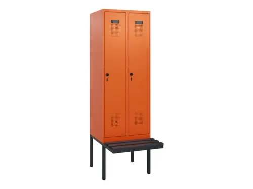 locker met bank,HxBxD 1950x600x815mm,2vak,vak B 300mm,draaigrendel