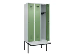 locker met bank,HxBxD 2120x900x815mm,3vak,vak B 300mm,cilinderslot