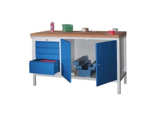 werkbank,HxBxD 900x1500x700mm,onderstel/romp RAL7035,front RAL5010