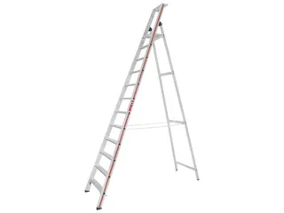 trapladder,eenzijdig,12treden,stand H 2,78m,balk L 3,7m,aluminium - 2