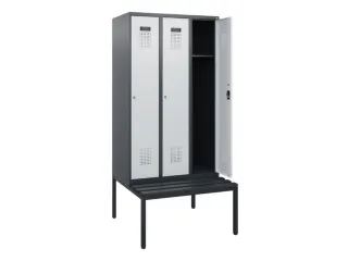 locker met bank,HxBxD 1950x900x815mm,3vak,vak B 300mm,cilinderslot - 1