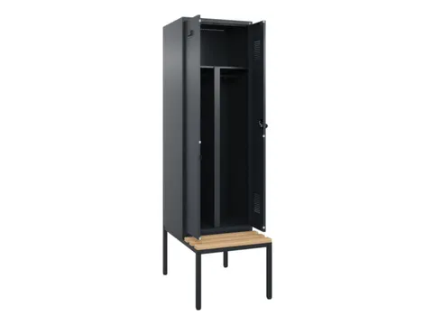 PBM-locker met bank,HxBxD 2120x600x815mm,2vak,vak B 300mm,draaigrendel