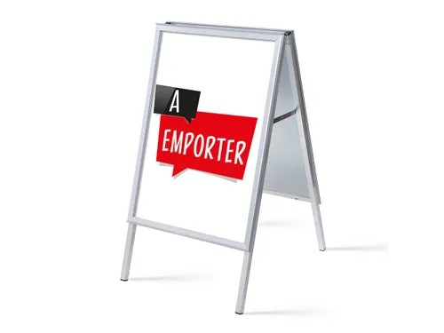 Stoepbord A1 complete set met print "A Emporter" Wit