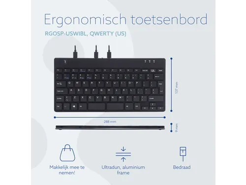 Split Break V2 ergonomisch toetsenbord Qwerty US Zwart bedraad