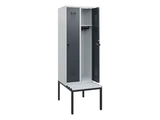 locker met bank,HxBxD 1950x600x815mm,2vak,vak B 300mm,draaigrendel - 1