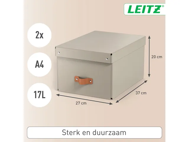 Boîte de rangement Leitz Puro avec couvercle 17L beige set 2 pièces