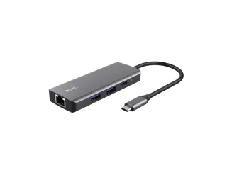 Adapter Trust Dalyx 6-in-1 USB-C multipoort grijs - 1