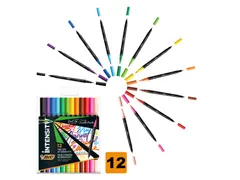 Kleurstiften Bic Intensity dual-tip assorti etui à 12 stuks