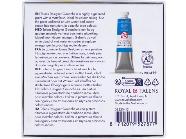 plakkaatverf Extra Fijn 20ml doos 5tubes assorti